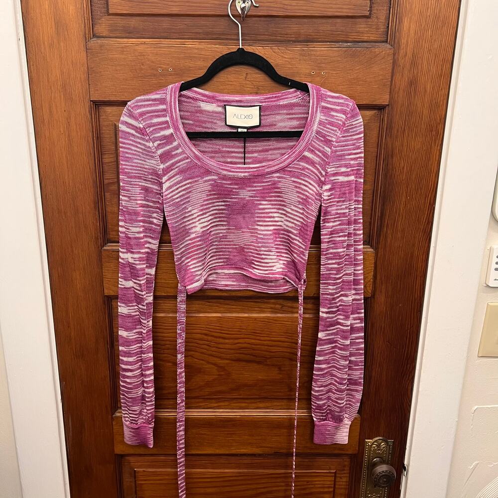 ALEXIS Loli Top In Verbena Purple Tie Waist Women's Long Sleeve sz XS $253